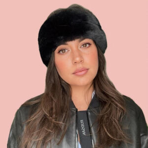 Luxury Faux Fur Headband – Black & Leopard Print